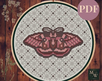 Schema punto croce Cottagecore - Io Falena - Schema punto croce - Ricamo Blackwork - Download PDF digitale