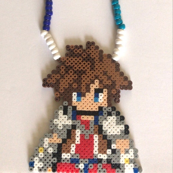 Handmade Kandi Necklace , Kingdom Heart inspired Perler Sprite , Festival Wear