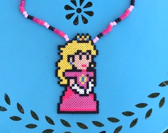 Handmade Princess P Perler Kandi Necklace, Festival Rave Wear
