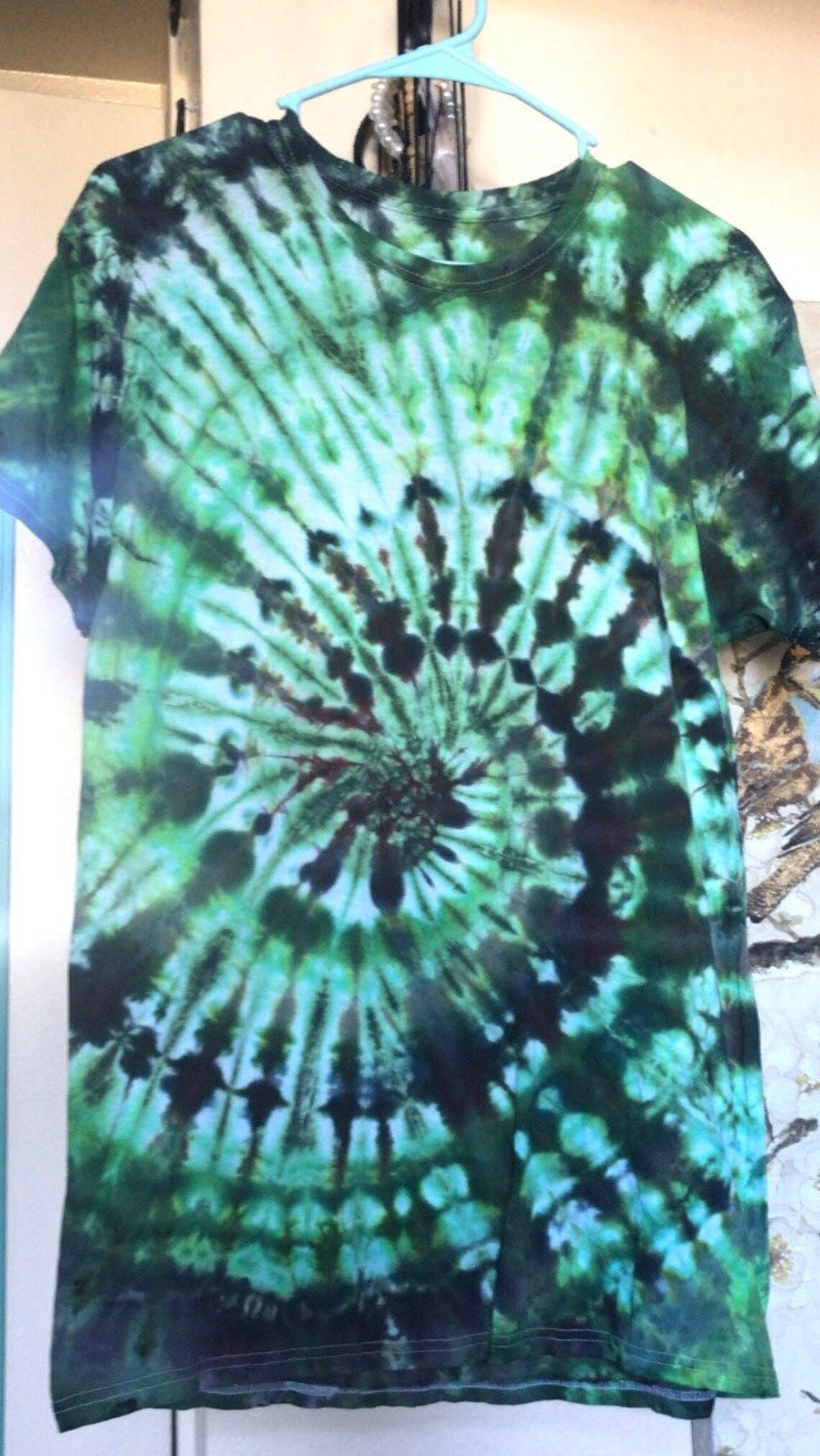 Emerald Green & Black Ice Dye Spiral Tie Dye Alternative Dyes
