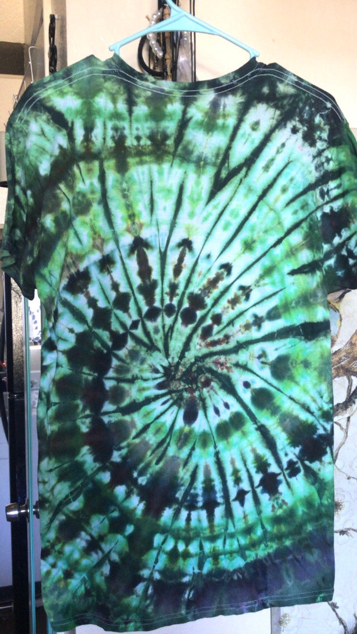 Emerald Green & Black Ice Dye Spiral Tie Dye Alternative Dyes