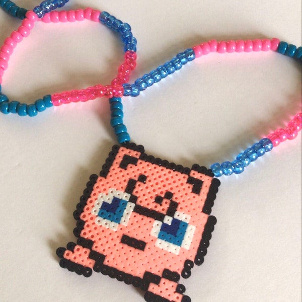 Collier Kandi fait à la main - Pokémon Perler Sprites - Anime Character Pixel Art - Festival Wear - Pony Beads