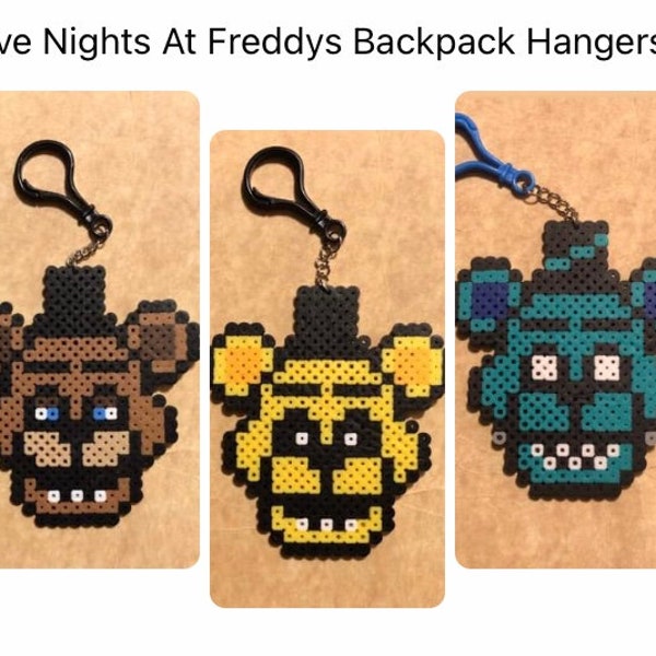 Handmade FNAF Perler Beads , Five Nights At Freddys Bag Clips , Birthday Gifts , Pixel Art , Handmade Art