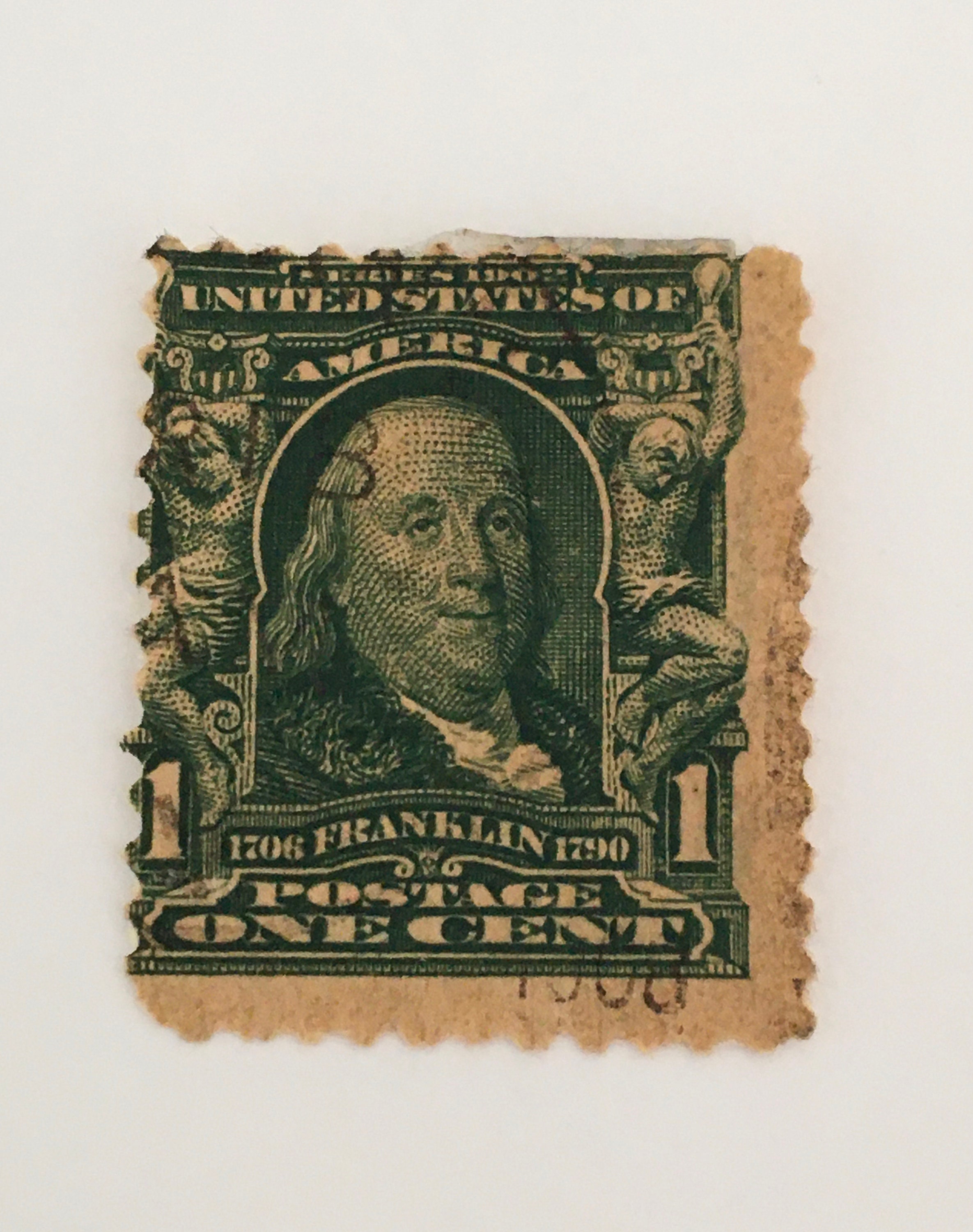 1902 Benjamin Franklin 1 Cent Stamp Value - eloper8