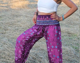 Harem pants, yoga pants, hippie pants, summer pants with floral pattern