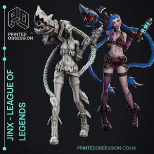 Jinx -LoL Fan Art | Miniature | 3D Resin Art,DnD,League,RPG,Scyth,Gloomhaven,Catan,Pathfinder,Tabletop Gaming Miniature,Gift,GM