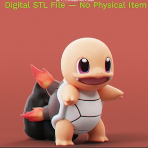 Fire Water Turtle 3D STL File: Tabletop Gaming Miniature File Pokemon (Digital Download)