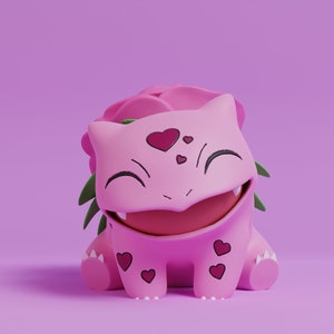 Valentines Day Rose Bulbasaur - Unpainted  | 3D Resin Art,Fan Art,Cute,Gift,Birthday,Gloomhaven,Tabletop Gaming,Pokemon,Pathfinder,GM