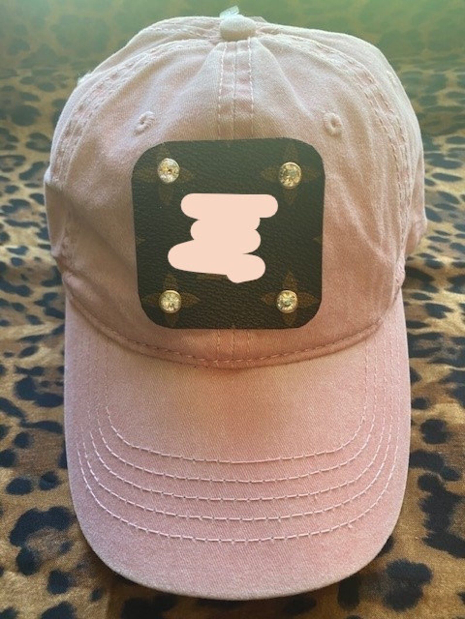 Authentic Designer Baseball Cap Mauve Clear Rhinestones Etsy