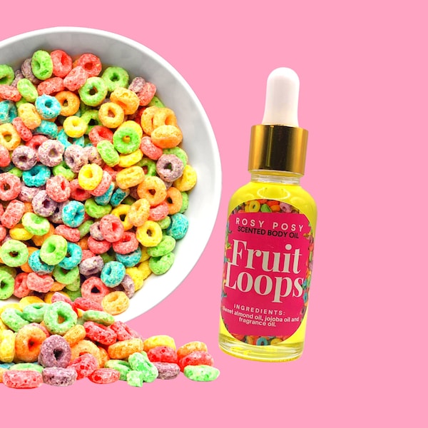 1 oz. Fruit Loops Scented Body Oil, Fruit Loops Glow Oil, Hand made Body Oil, Fruity Body Oil, Birthday gifts, fruit loops type