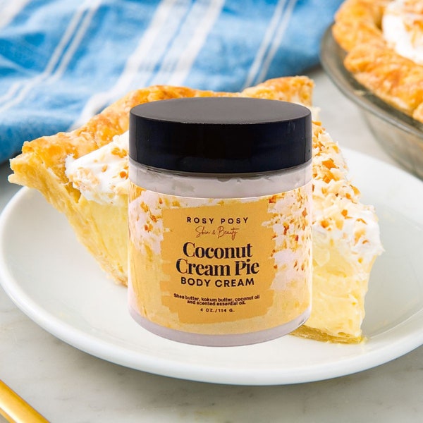 4 oz. Coconut Cream Pie Body Cream, coconut cream pie scent, coconut cream, coconut cream pie. gourmand scents, birthday gifts