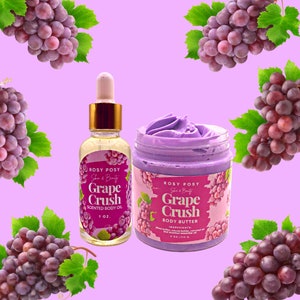 4oz. Grape Crush Bundle Whipped Body Butter and 1 oz. Body Oil, sweet grape scent, grape, grape jolly rancher type, grape soda scent