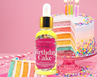 1 oz. Birthday Cake Scented Body Oil, Birthday Cake Glow Oil, Cake scent, Hand made Body Oil, Sweet Body Oil, birthday gifts, cake batter