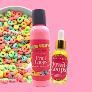 Fruit Loops Body Bundle- 4 oz. Fruit Loops Body Cream & 1 oz. Fruit Loops Scented Body Oil, Fruit Loops, Birthday gifts