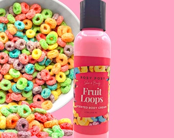 4 oz. Fruit Loops Body Cream, Fruit Loops cream, Fruity cereal body cream, pink body cream,  Fun Birthday Gifts, Fruity pebbles cream