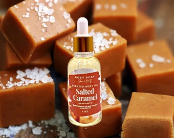 1 oz. Salted Caramel Body Oil, Sweet caramel scent, caramel candy cream, salted caramel body oil, caramel body oil, summer, birthday gifts