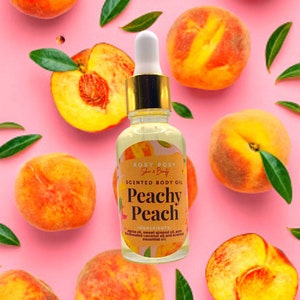 1 oz. Peachy Peach Scented Body Oil, Peach Glow Oil, Hand made Body Oil, Peach Body Oil, birthday gifts, peach, peaches, Easter gifts