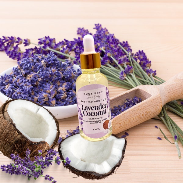 1 oz. Lavender Coconut Body Oil, lavender scent, coconut lavender, lavender spa scent, lavender oil spa, massage oil, birthday gifts