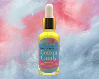 1 oz. Cotton Candy Scented Body Oil, Cotton Candy Glow Oil, Hand made Body Oil, Sweet Candy Body Oil, birthday gifts, cotton candy