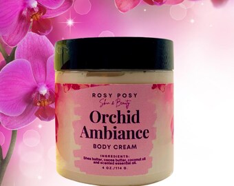 Creme Corporal Orchid Ambiance de 118 ml (4 oz), fragrância floral âmbar, aroma de orquídea com um toque de âmbar e almíscar floral, presente para mães e pré-adolescentes.