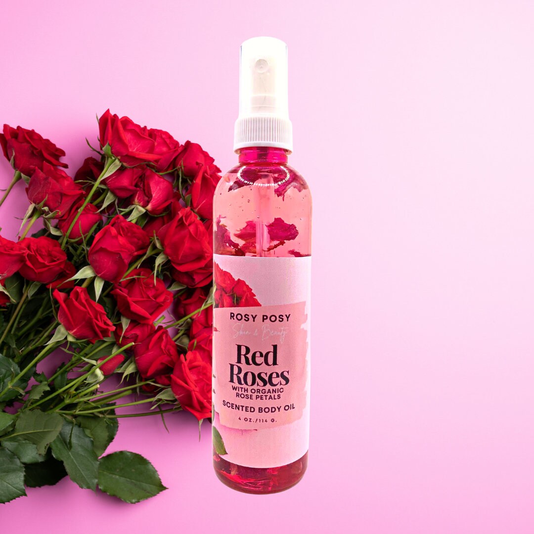 4 Oz. Rose All Over Glow Body Spray Oil, Rose Scented and Organic Rose