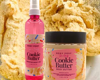 Cookie Butter Body Bundle- 4 oz. Cookie Butter Whipped Body Butter & 4 oz. Cookie Butter Spray Scented Body Oil, Cookie dough, Sugar Cookie