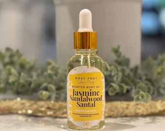 Jasmine Sandalwood Santal Body Oil- 1 oz. | Warm, Floral, Sophisticated Scent, Sensual Floral and Exotic Santal Musk