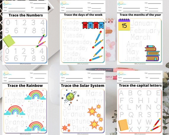 kids tracing printable worksheet bundle for download