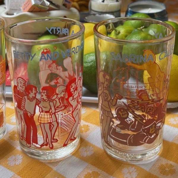 Vintage 1970s Archie Comics Juice Glasses – Set of 4, Welch's Glasses