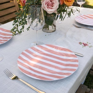 Melamine Vintage Style Striped Dinner Plates Set of 4pcs High Quality heavy plastic image 4