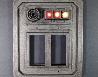 Star Wars Inspired Light Switch Cover / 2 Gang Rocker / Brushed Metal / Droid Operational Panel #051C-RR