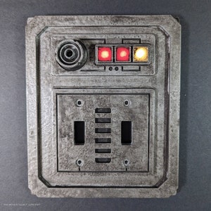 Star Wars Inspired Light Switch Cover / 2 Gang Toggle / Brushed Metal / Droid Operational Panel #051C-TT