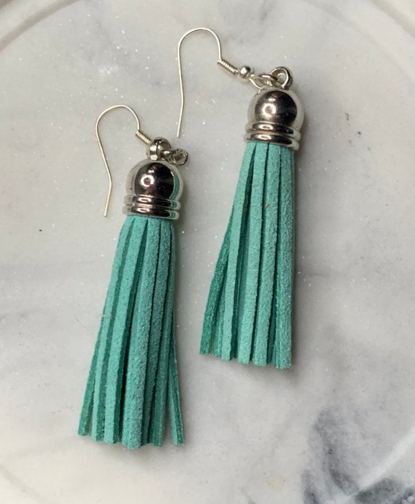 Faux leather tassel earrings Etsy