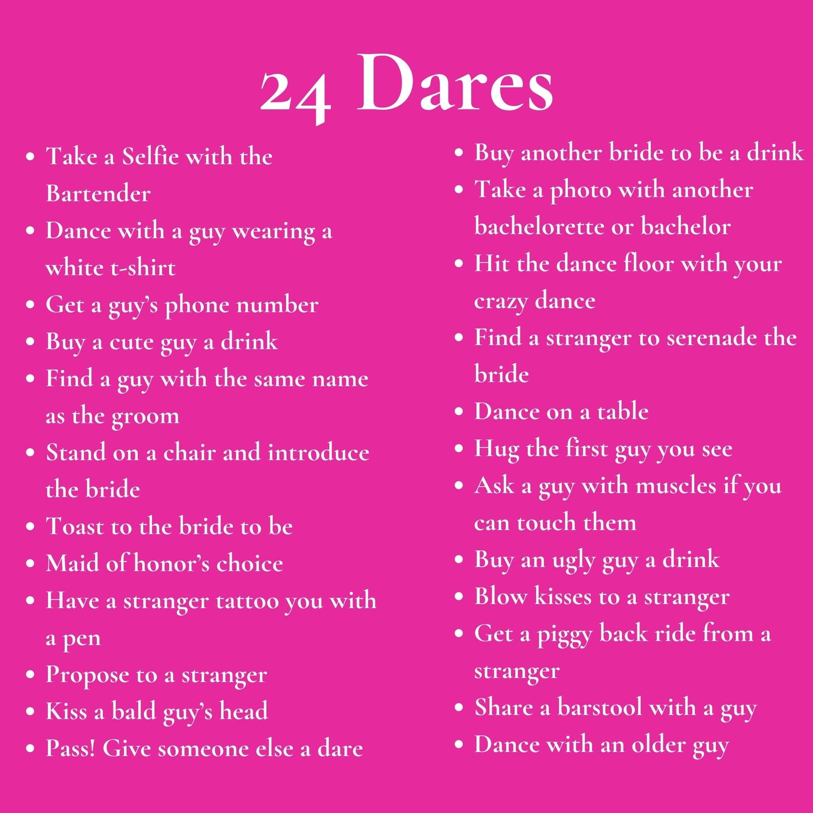 Dare Card Game Bachelorette Party Girls Night Out 24 | Etsy