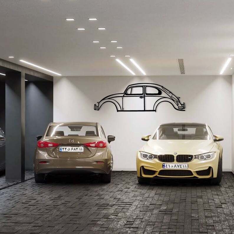 VW Beetle Metal Wall Art Car Silhouette Wall Decor Garage Etsy