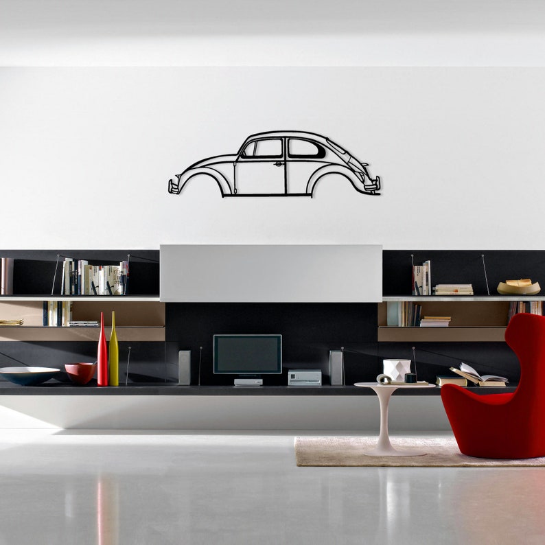 VW Beetle Metal Wall Art Car Silhouette Wall Decor Garage Etsy
