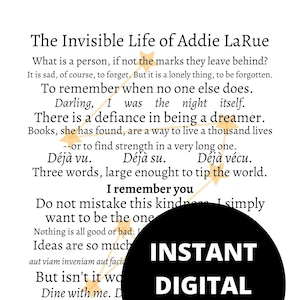 The Invisible Life of Addie LaRue Book Quote Wall Art