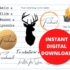 Throne of Glass Stickers/ SJM/ Bookish/ Instant Digital Download