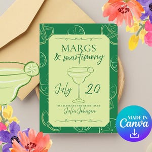 Margs and Matrimony Bridal Shower Invitation | Margarita Themed Bridal Shower | Margarita & Matrimony | Editable Happy Hour Bridal Shower