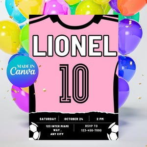 Miami Soccer Birthday Invitation | Messi Birthday Invitation | Messi Invitation | Football Invitation | Inter Miami FC Soccer Party | Canva