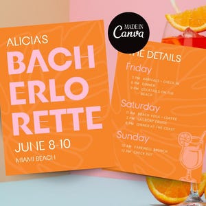 Aperol Spritz Bachelorette Party Invitation and Itinerary Template | Spritzy Bachelorette Weekend Invite | Canva Template | Italian Themed