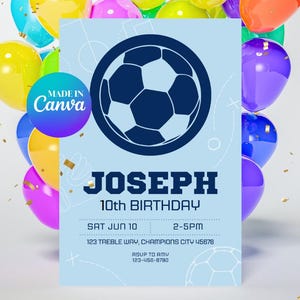 Manchester City Inspired Birthday Invitation | Football Party Invitation | Soccer Themed | EPL | Champions League | Canva Invite | Man City
