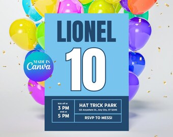 Invitación editable para fiesta de cumpleaños de Messi / Invitación editable de fútbol / Invitación de cumpleaños de fútbol / Invitación de fútbol para cumpleaños de fútbol