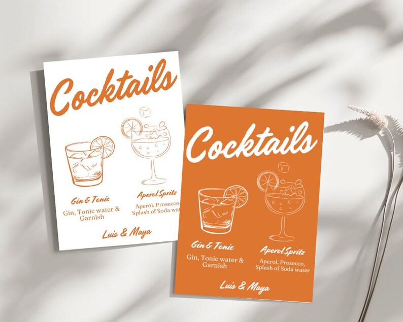 Amalfi Coast Wedding Drink Menu | Colorful Wedding Drink Menu ...