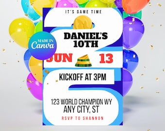 Convite de Aniversário da Copa do Mundo | Festa de Futebol da Copa do Mundo | Convite Canva | Convite para Festa de Futebol | Campeões Mundiais | Tema Esportivo