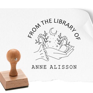 De The Library of Ex Libris - Sello de libro, sello de biblioteca  personalizado, monograma de regalo para profesores, autoentintado o sello  de goma