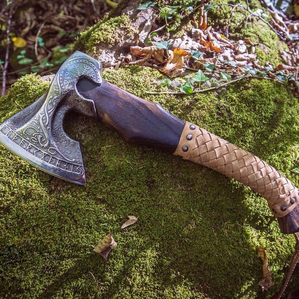 Axe, Custom Gift Hand Forged Carbon Steel VIKING AXE with Ash Wood Shaft, Wedding Gift, Axes Best Birthday&Anniversary Gift For Him,Larp axe