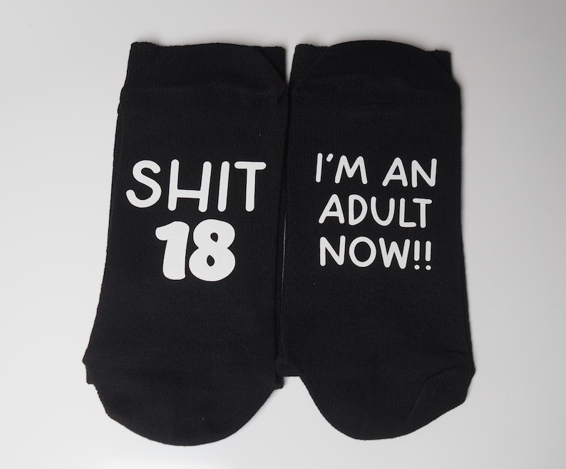 Shit 18 socks/ Novelty 18th birthday socks/ 18th birthday gift/ Son’s 18th birthday gift/ Daughter’s 18th birthday gift image 1