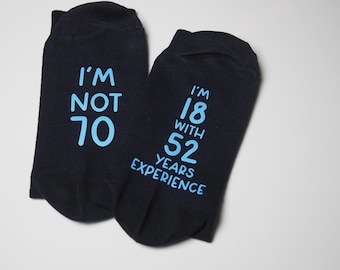 70th birthday socks/ 70th birthday gift/ novelty 70th socks/ 70th socks for Mum/ 70th Socks for Dad/ 70th socks for Grandad/  Birthday Gift