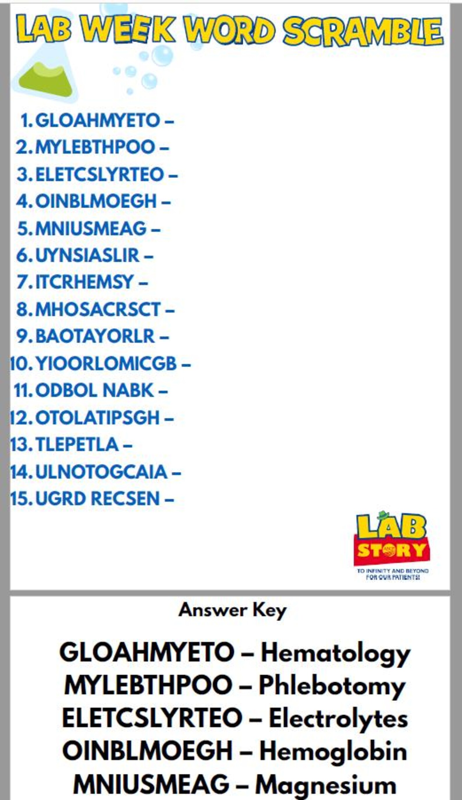 Lab Week Word Games Bundle |word Scramble + Word Search Printable ...